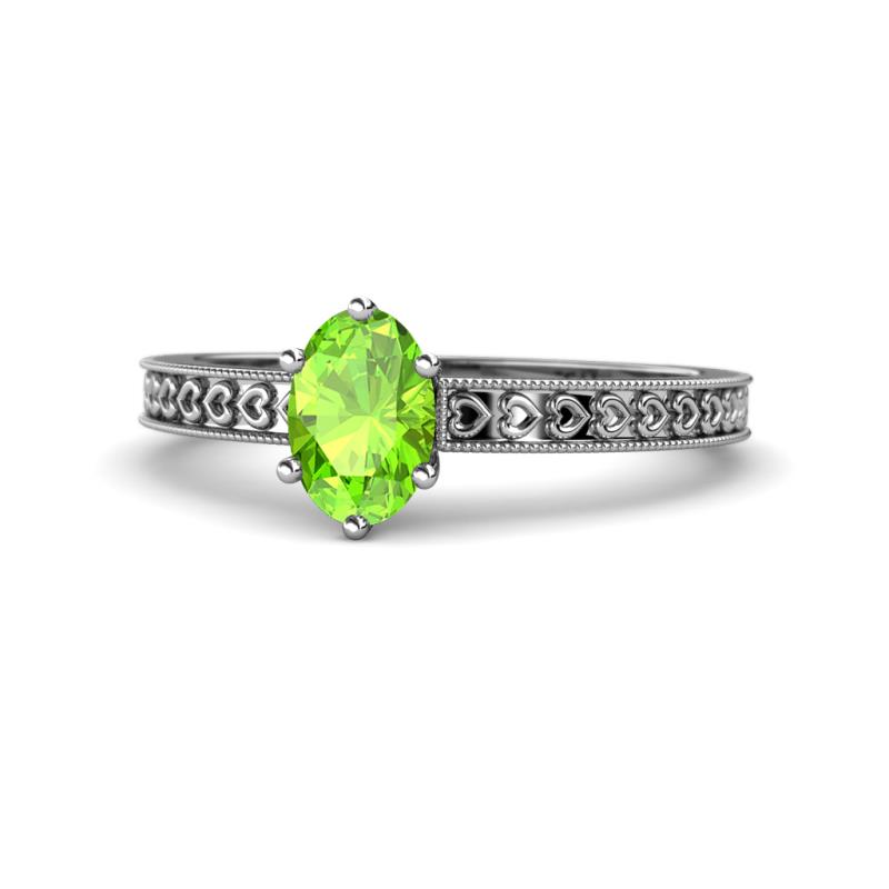 Janina Classic Oval Cut Peridot Solitaire Engagement Ring 