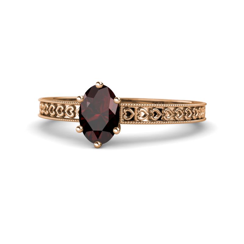 Janina Classic Oval Cut Red Garnet Solitaire Engagement Ring 