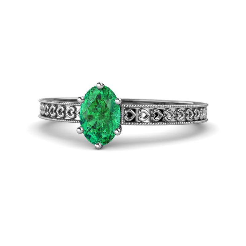 Janina Classic Oval Cut Emerald Solitaire Engagement Ring 