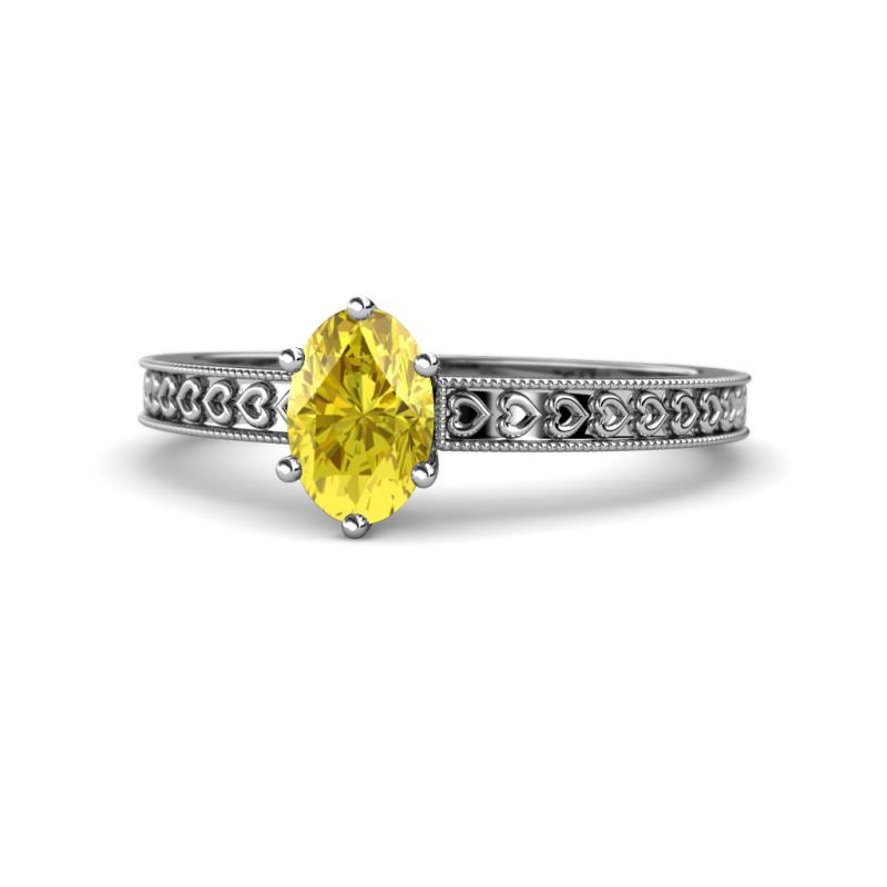 Janina Classic Oval Cut Yellow Sapphire Solitaire Engagement Ring 