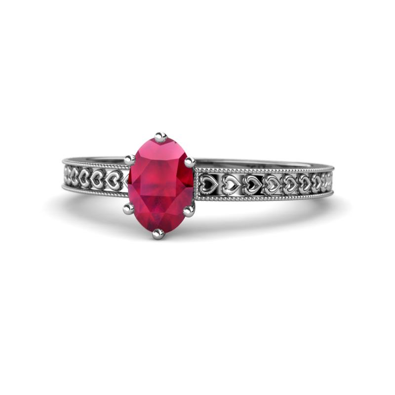 Janina Classic Oval Cut Ruby Solitaire Engagement Ring 