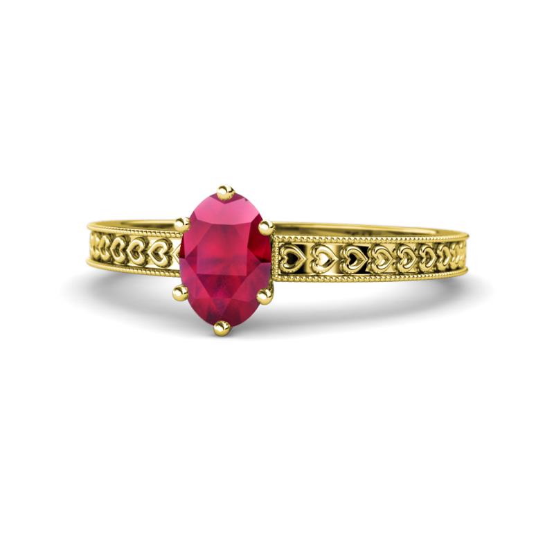 Janina Classic Oval Cut Ruby Solitaire Engagement Ring 