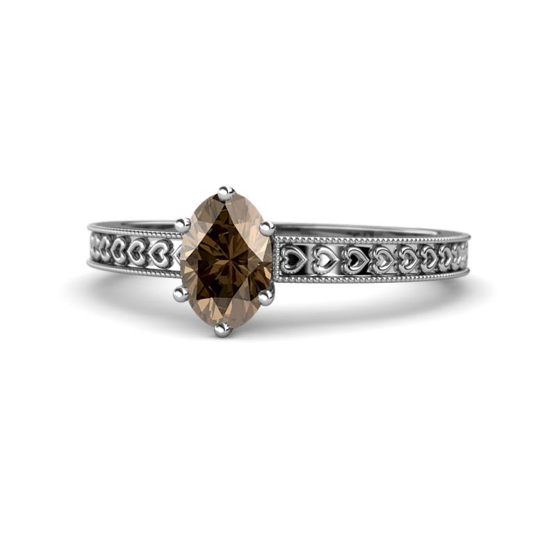 Janina Classic Oval Cut Smoky Quartz Solitaire Engagement Ring 