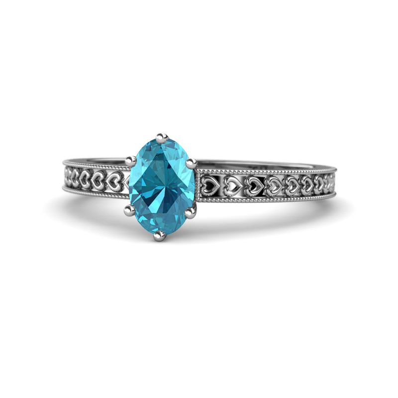 Janina Classic Oval Cut London Blue Topaz Solitaire Engagement Ring 
