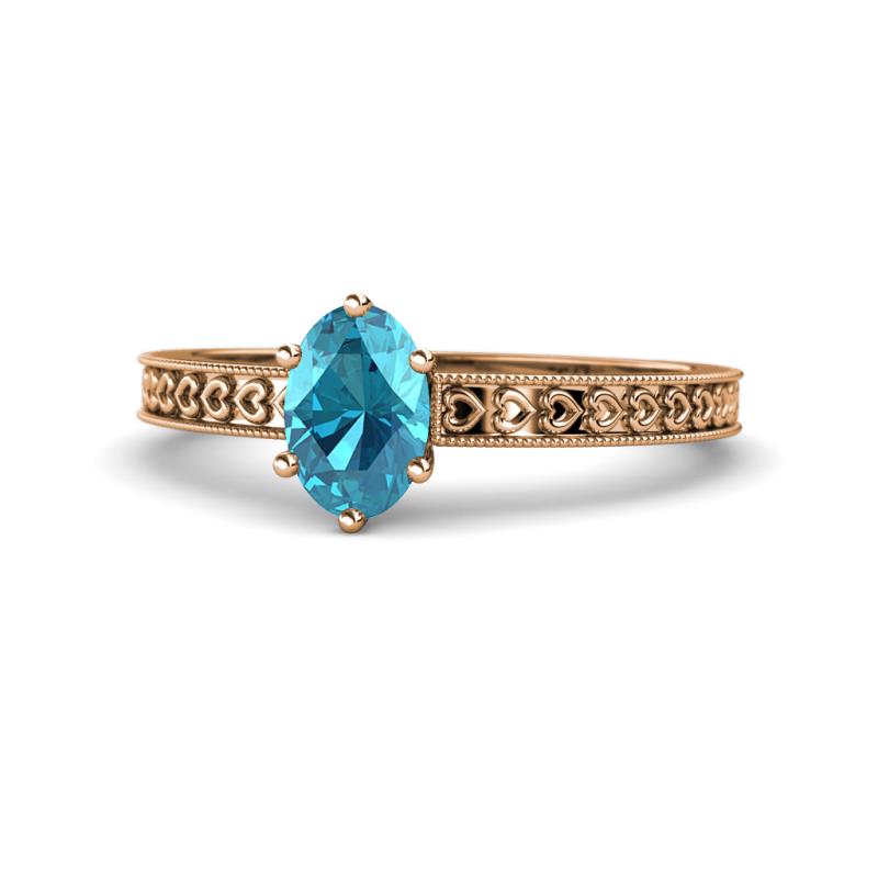 Janina Classic Oval Cut London Blue Topaz Solitaire Engagement Ring 