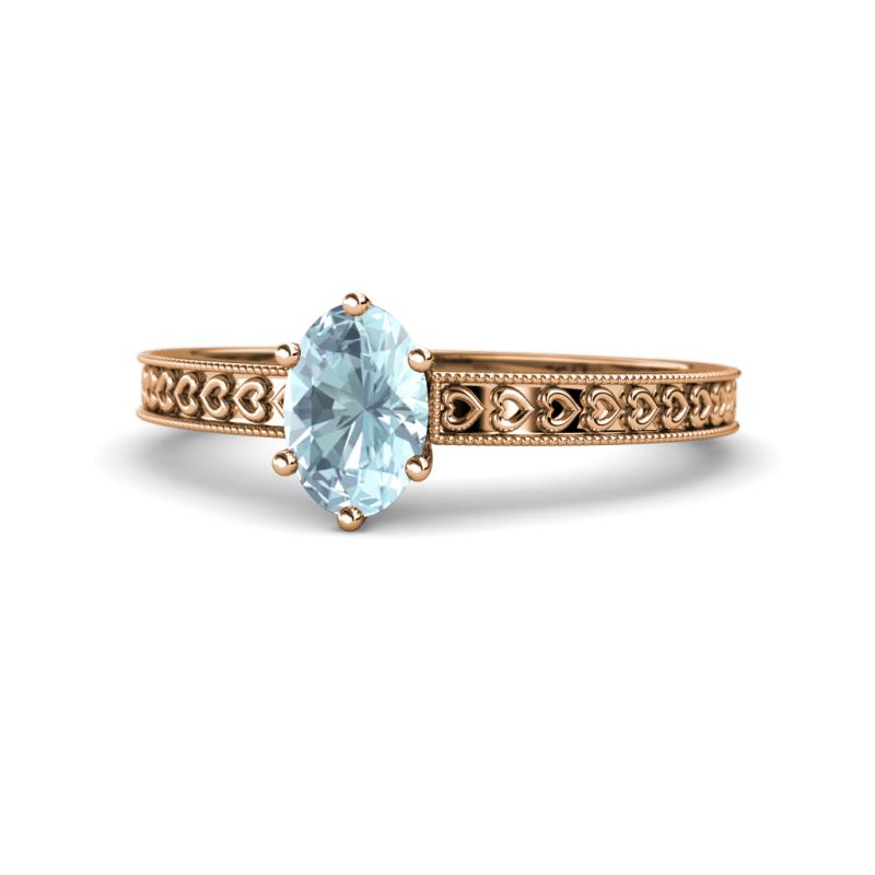 Janina Classic Oval Cut Aquamarine Solitaire Engagement Ring 