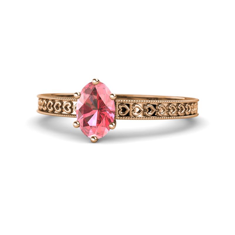 Janina Classic Oval Cut Pink Tourmaline Solitaire Engagement Ring 