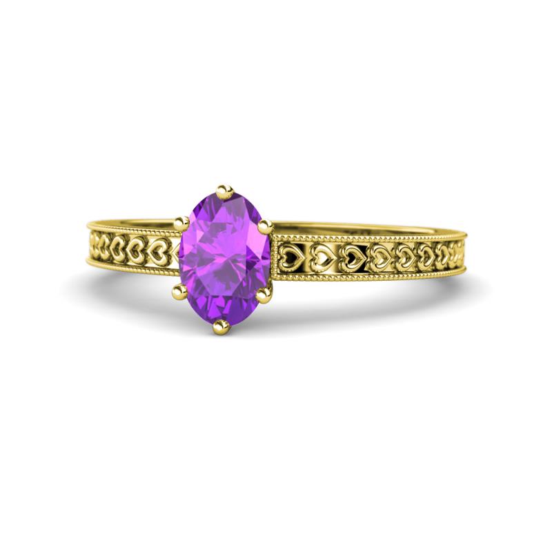 Janina Classic Oval Cut Amethyst Solitaire Engagement Ring 