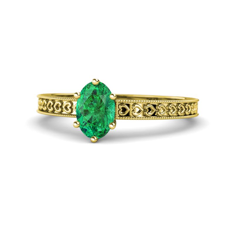 Janina Classic Oval Cut Emerald Solitaire Engagement Ring 