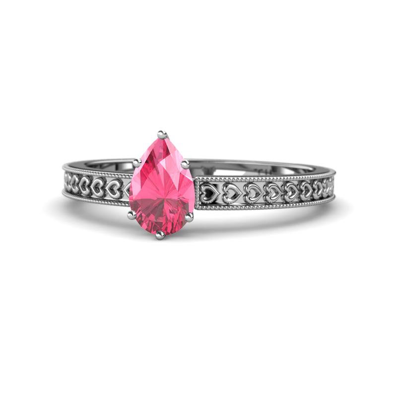 Janina Classic Pear Cut Pink Tourmaline Solitaire Engagement Ring 