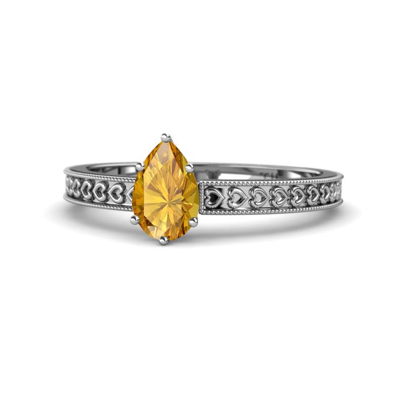 Janina Classic Pear Cut Citrine Solitaire Engagement Ring 