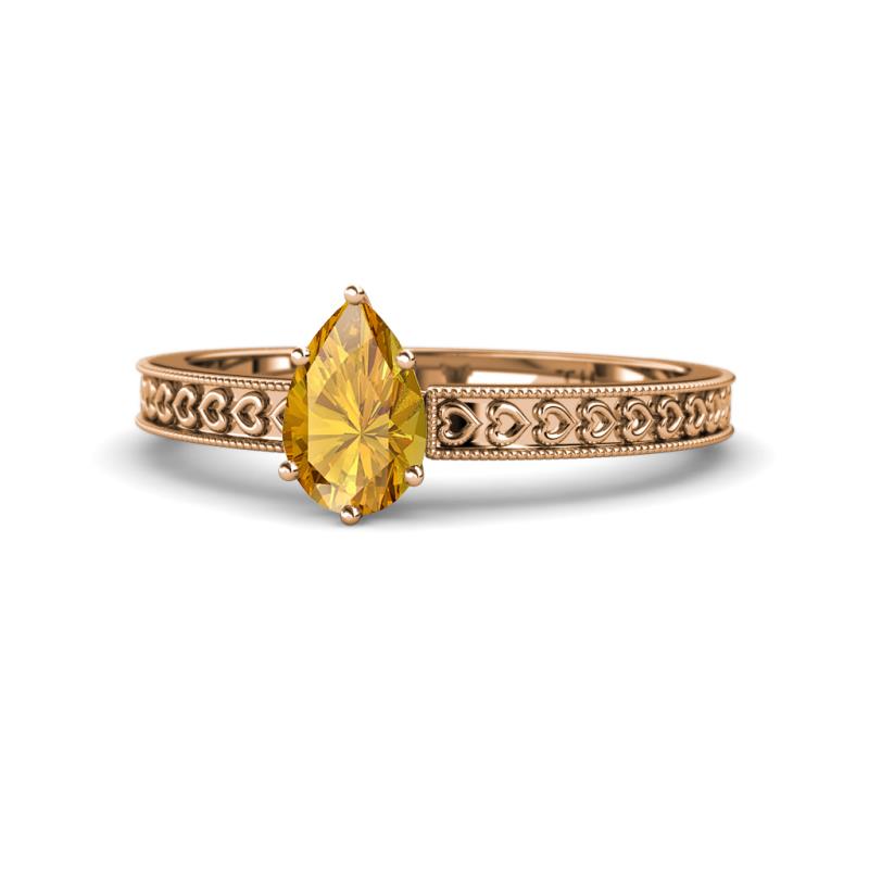 Janina Classic Pear Cut Citrine Solitaire Engagement Ring 