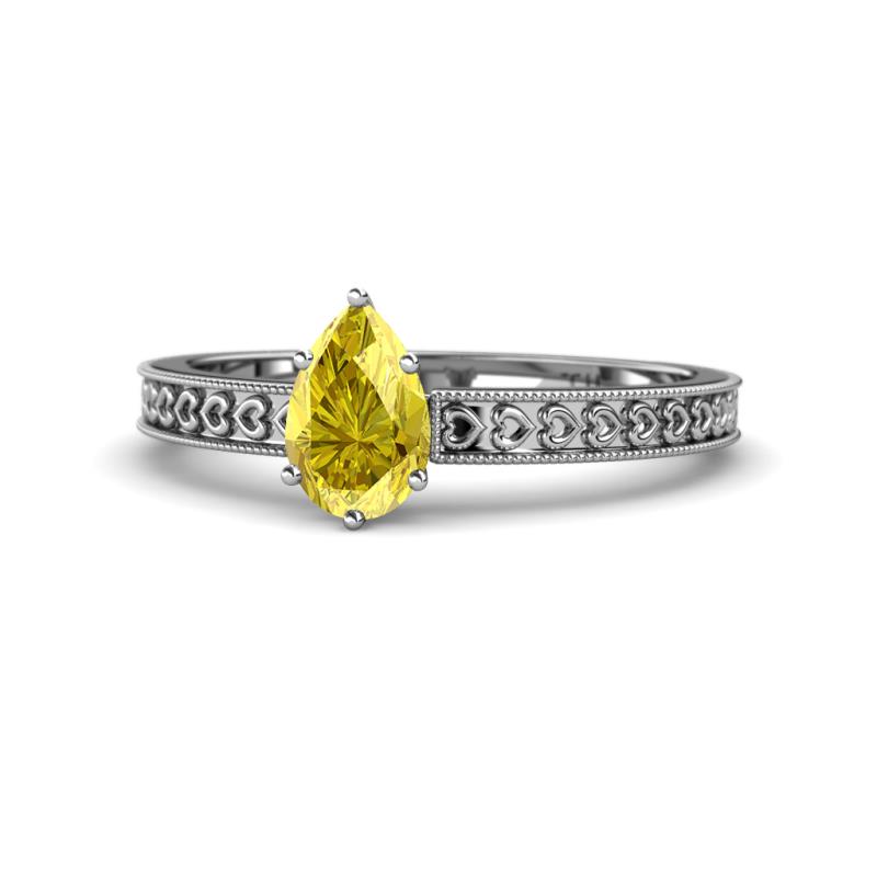 Janina Classic Pear Cut Yellow Sapphire Solitaire Engagement Ring 