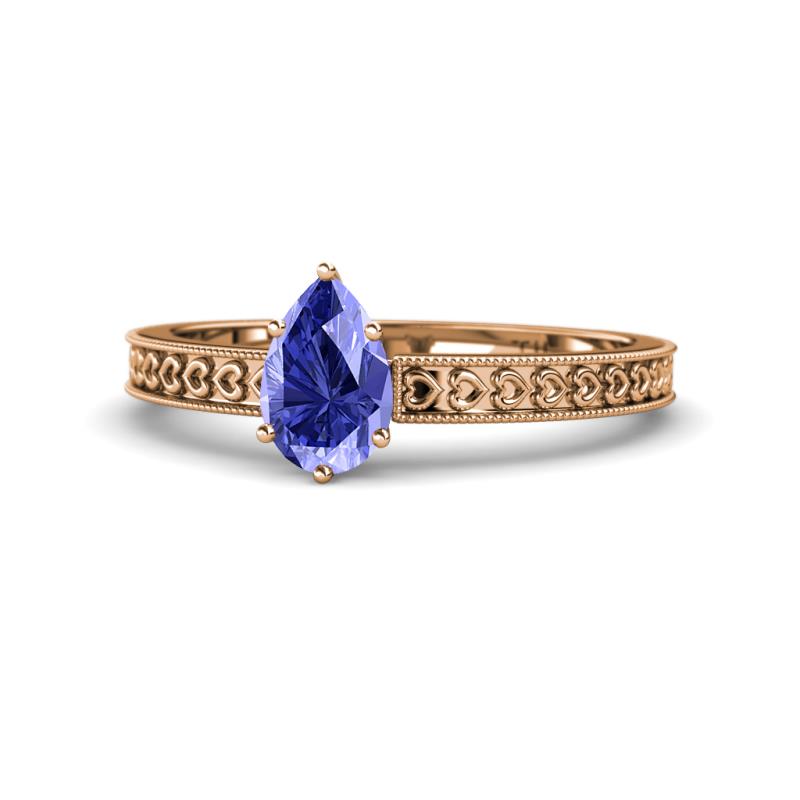 Janina Classic Pear Cut Tanzanite Solitaire Engagement Ring 