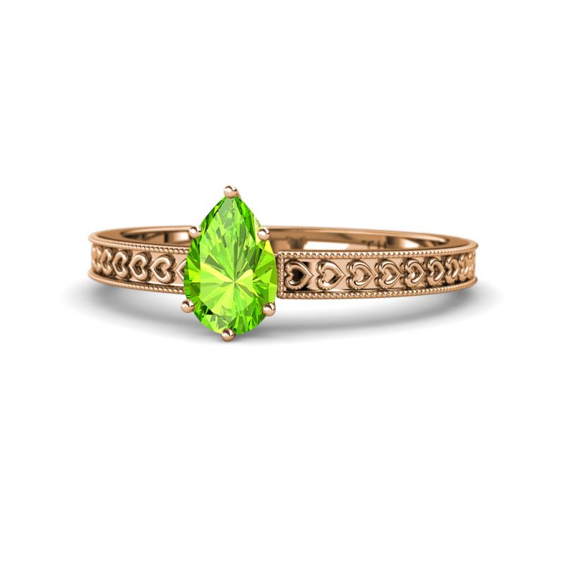 Janina Classic Pear Cut Peridot Solitaire Engagement Ring 