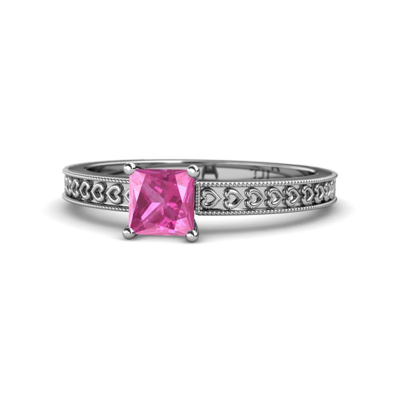 Janina Classic Princess Cut Lab Created Pink Sapphire Solitaire Engagement Ring 