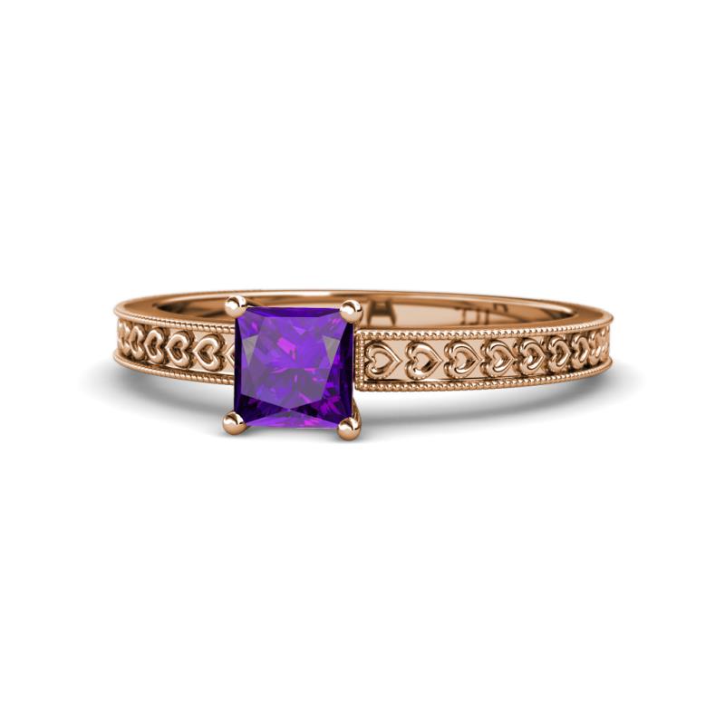 Janina Classic Princess Cut Amethyst Solitaire Engagement Ring 
