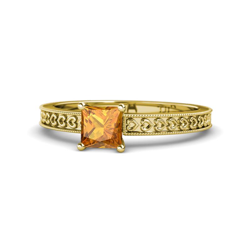 Janina Classic Princess Cut Citrine Solitaire Engagement Ring 