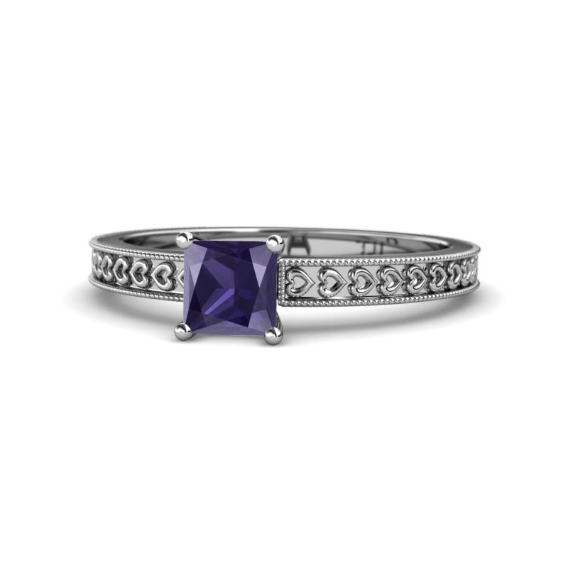 Janina Classic Princess Cut Iolite Solitaire Engagement Ring 