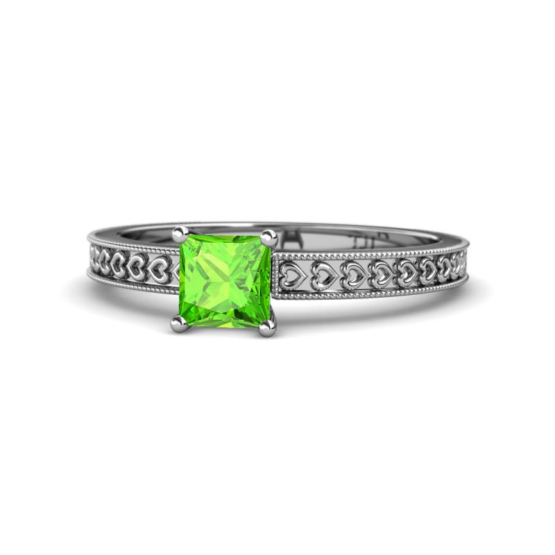Janina Classic Princess Cut Peridot Solitaire Engagement Ring 