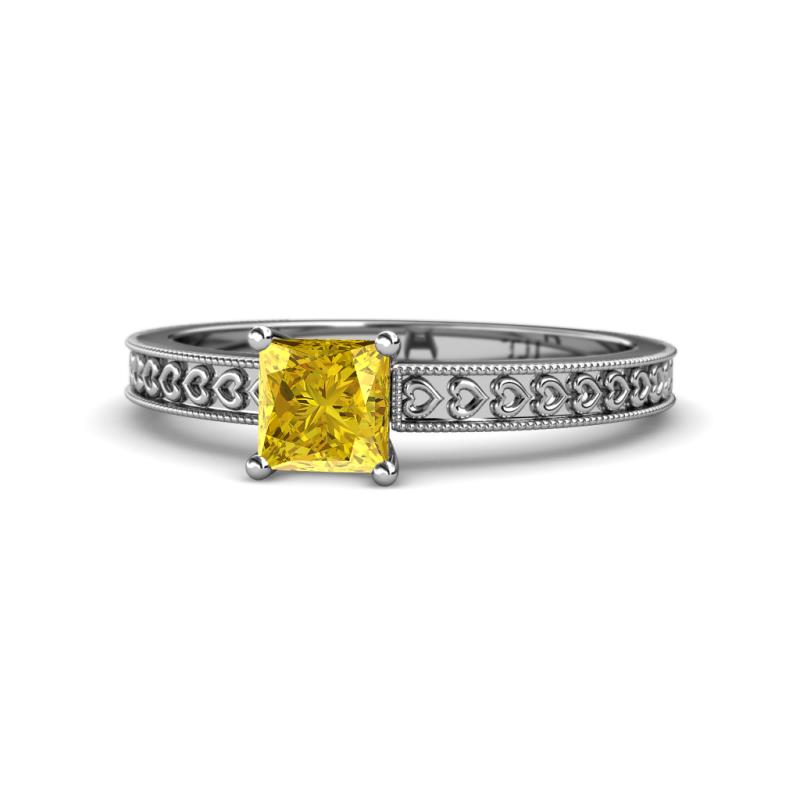 Janina Classic Princess Cut Lab Created Yellow Sapphire Solitaire Engagement Ring 