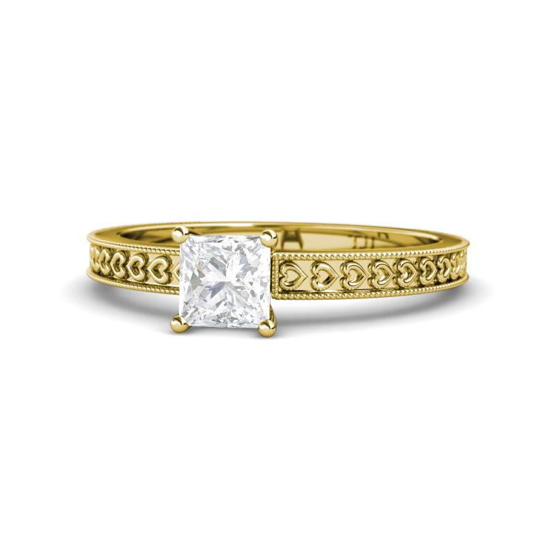 Janina Classic Princess Cut Lab Created White Sapphire Solitaire Engagement Ring 
