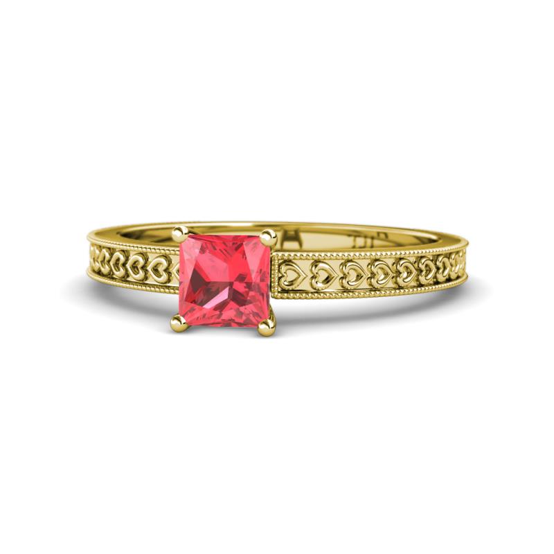 Janina Classic Princess Cut Pink Tourmaline Solitaire Engagement Ring 