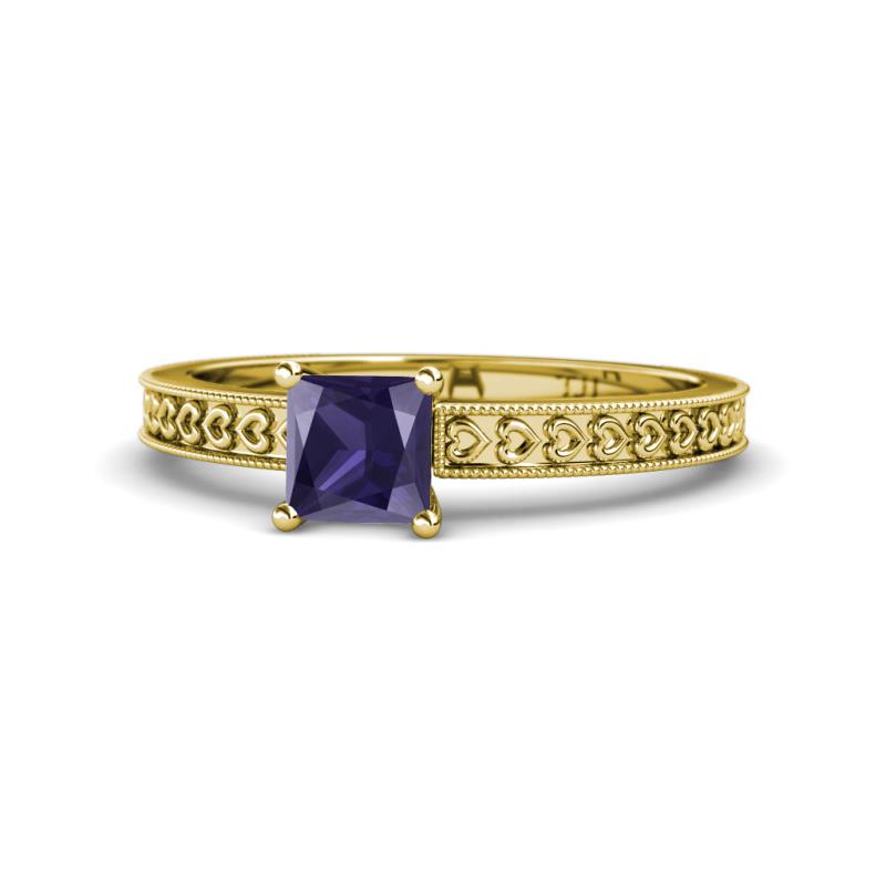 Janina Classic Princess Cut Iolite Solitaire Engagement Ring 