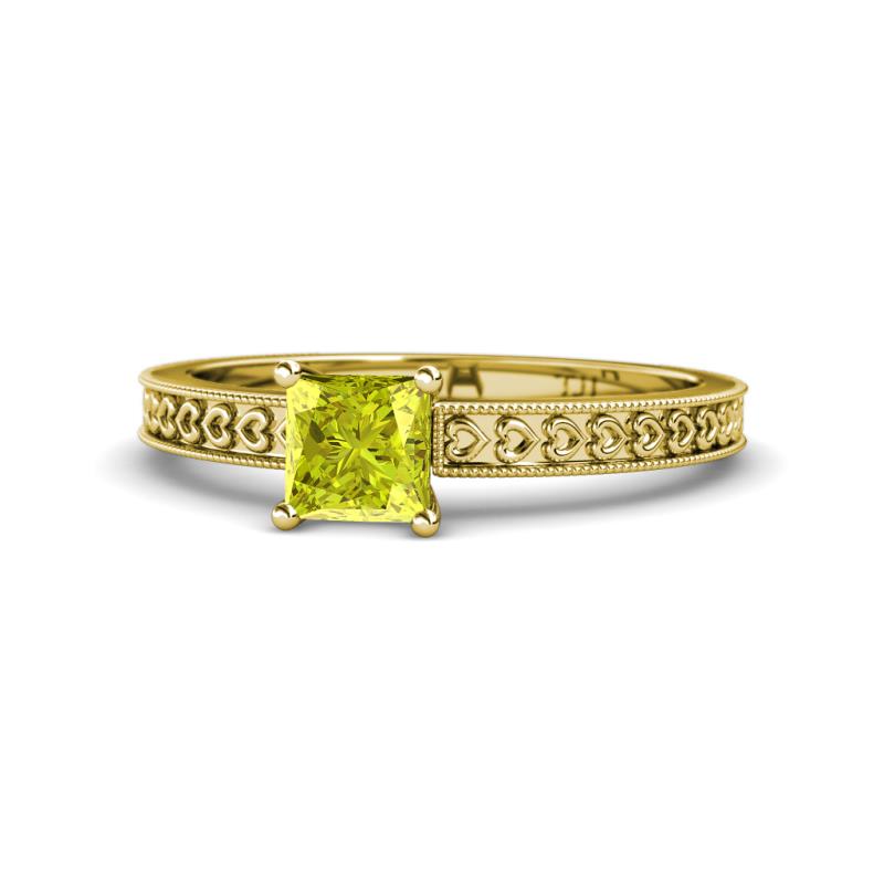 Janina Classic Princess Cut Yellow Diamond Solitaire Engagement Ring 