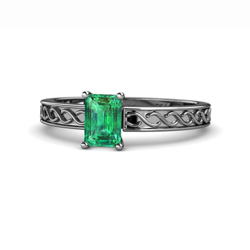 Maren Classic 7x5 mm Emerald Cut Emerald Solitaire Engagement Ring 