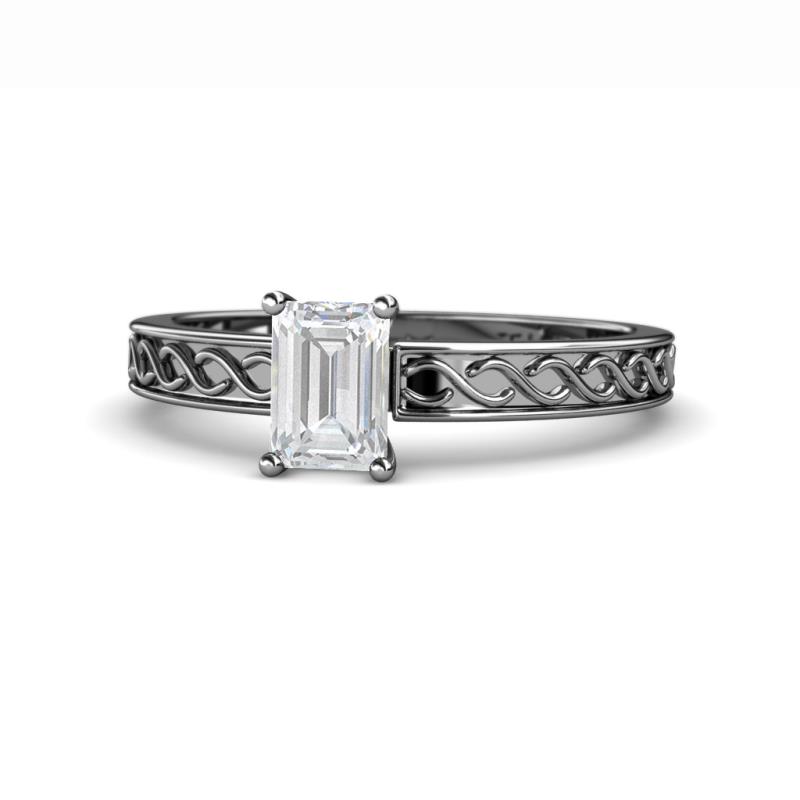 Maren Classic 7x5 mm Emerald Cut White Sapphire Solitaire Engagement Ring 