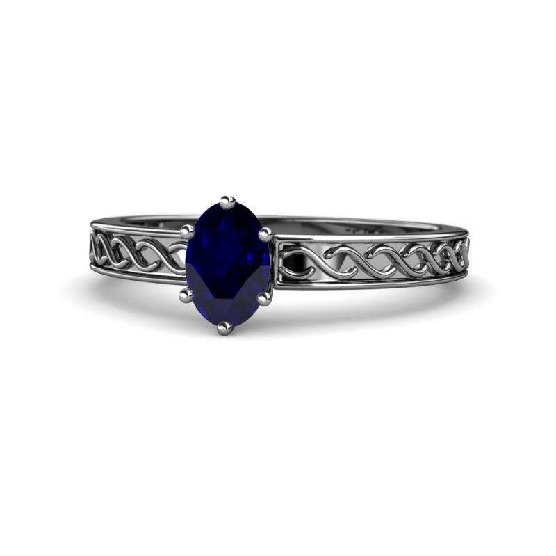 Maren Classic 7x5 mm Oval Shape Blue Sapphire Solitaire Engagement Ring 