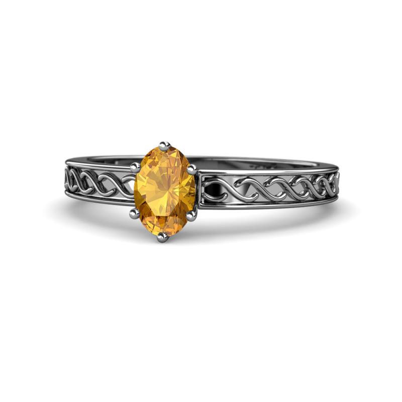 Maren Classic 7x5 mm Oval Shape Citrine Solitaire Engagement Ring 