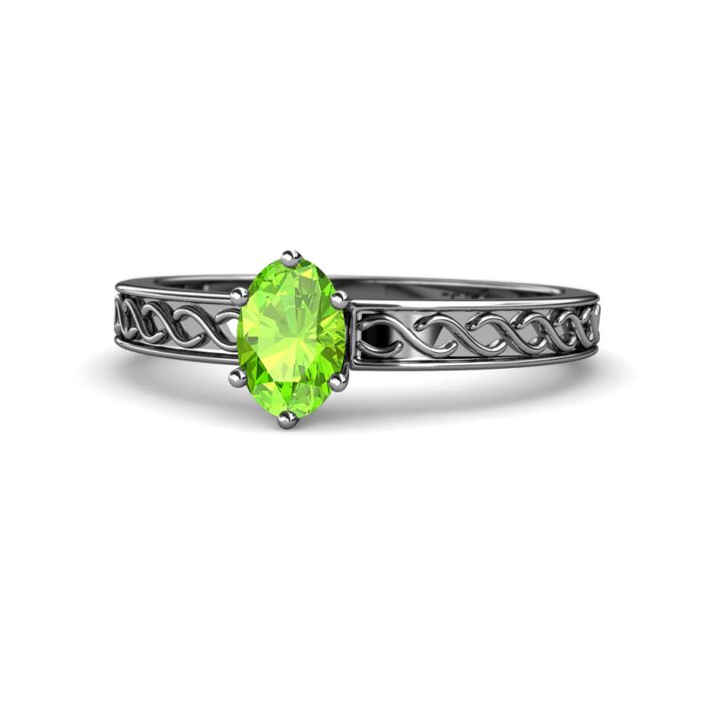 Maren Classic 7x5 mm Oval Shape Peridot Solitaire Engagement Ring 