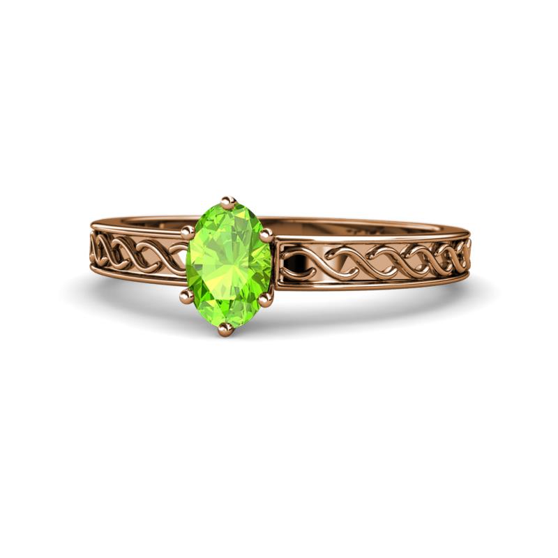 Maren Classic 7x5 mm Oval Shape Peridot Solitaire Engagement Ring 