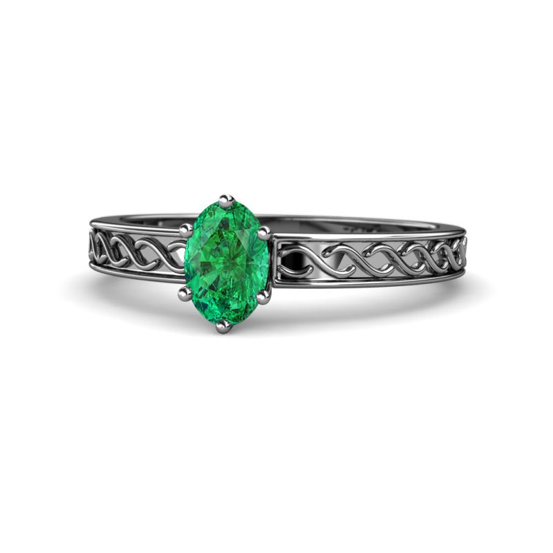 Maren Classic 7x5 mm Oval Shape Emerald Solitaire Engagement Ring 