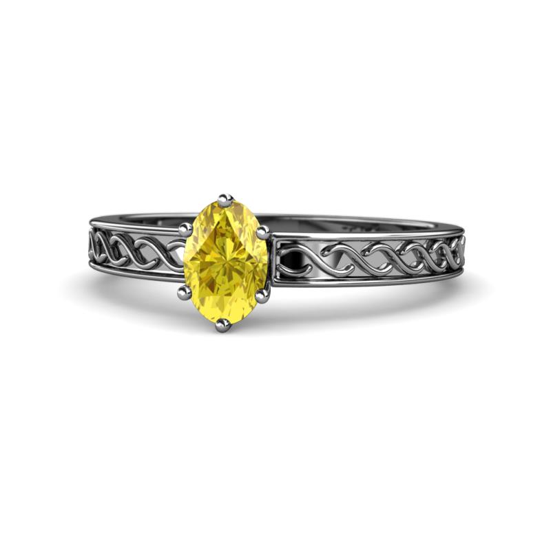 Maren Classic 7x5 mm Oval Shape Yellow Sapphire Solitaire Engagement Ring 