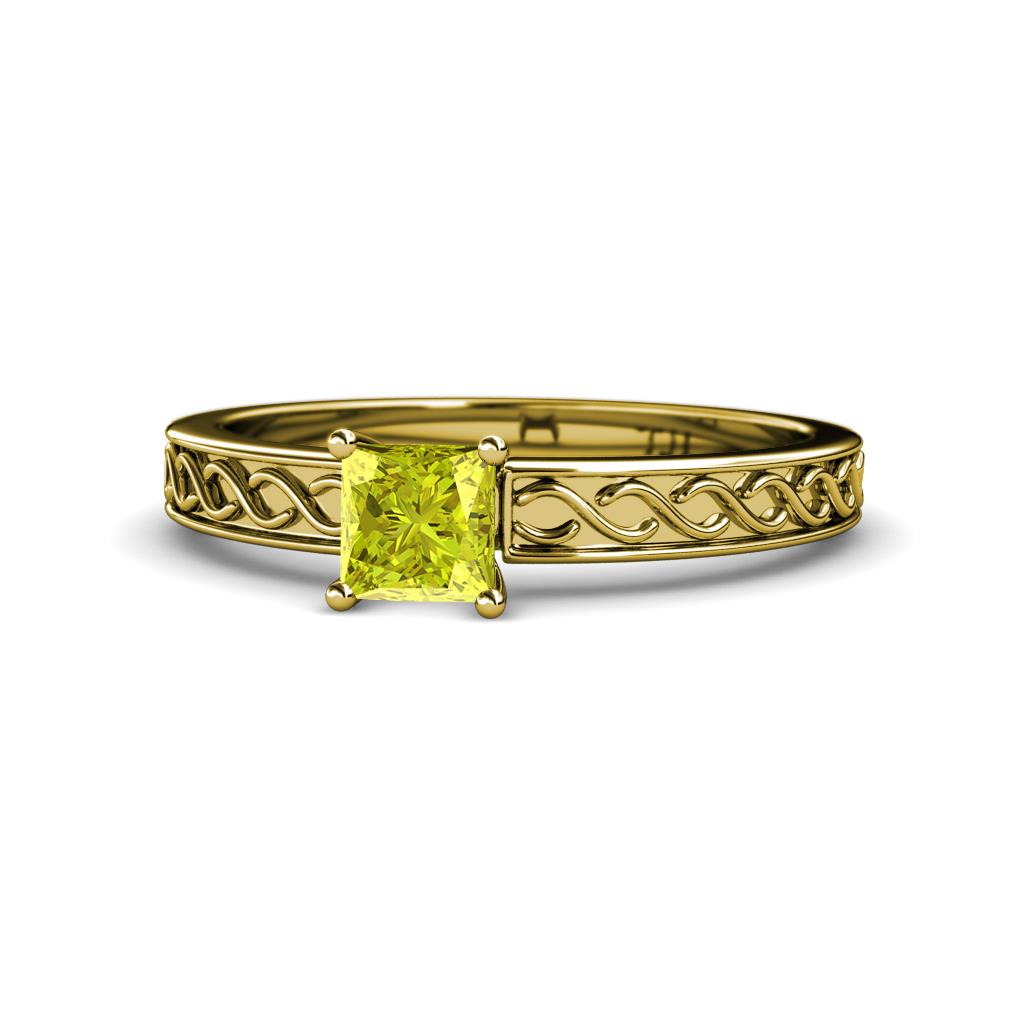 Maren Classic 5.5 mm Princess Cut Yellow Diamond Solitaire Engagement Ring 