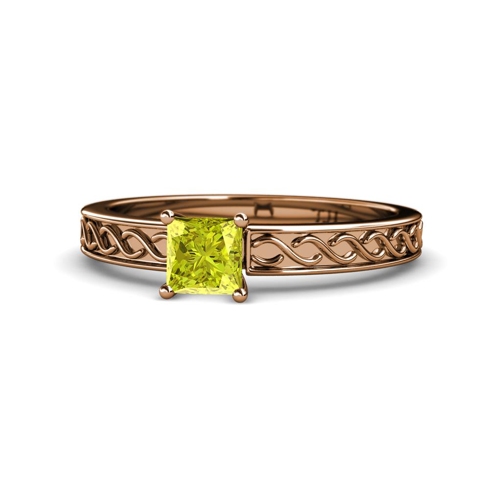 Maren Classic 5.5 mm Princess Cut Yellow Diamond Solitaire Engagement Ring 