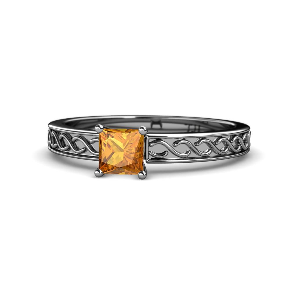 Maren Classic 5.5 mm Princess Cut Citrine Solitaire Engagement Ring 