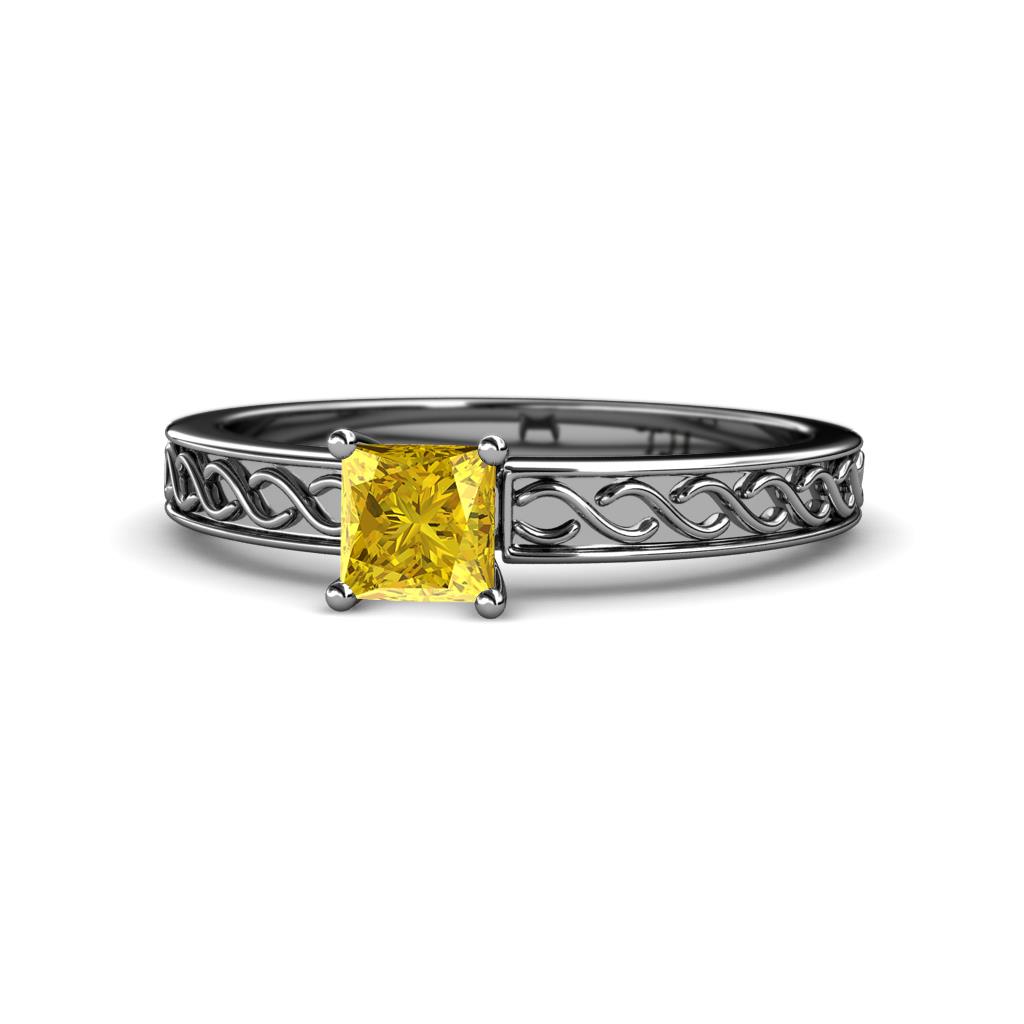 Maren Classic 5.5 mm Princess Cut Lab Created Yellow Sapphire Solitaire Engagement Ring 