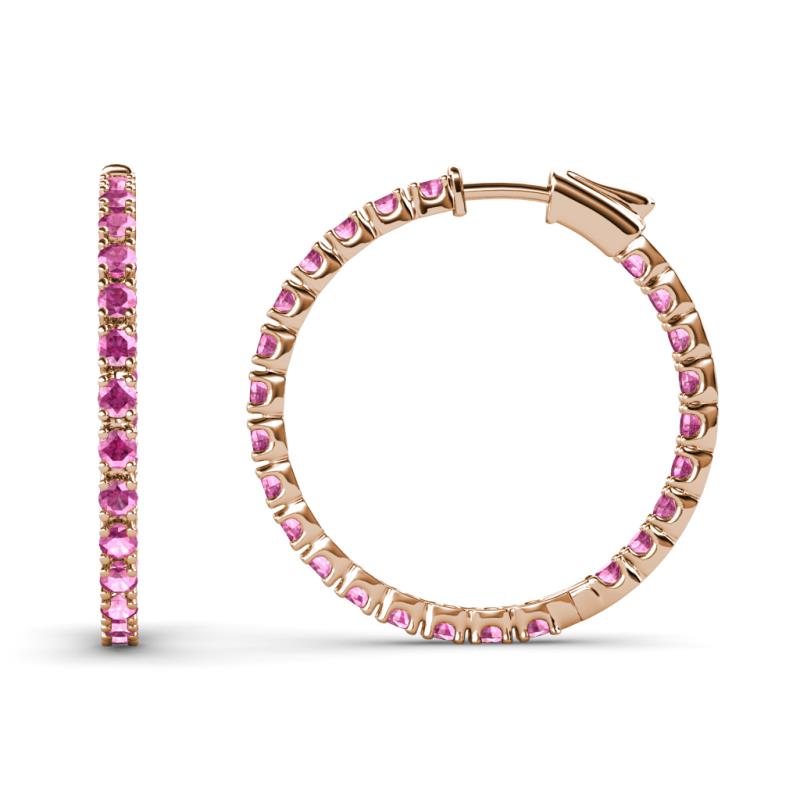 Melissa 1.05 ctw (1.70 mm) Inside Outside Round Pink Sapphire Eternity Hoop Earrings 