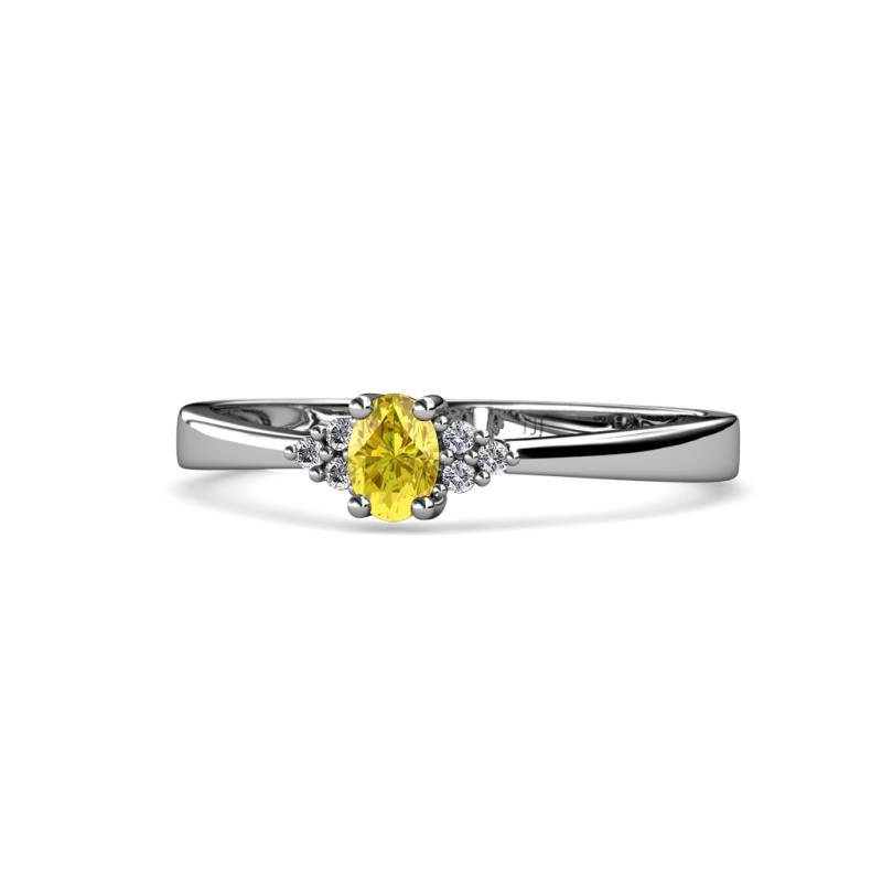 Jessica Oval Cut Yellow Sapphire and Diamond 7 Stone Promise Ring 
