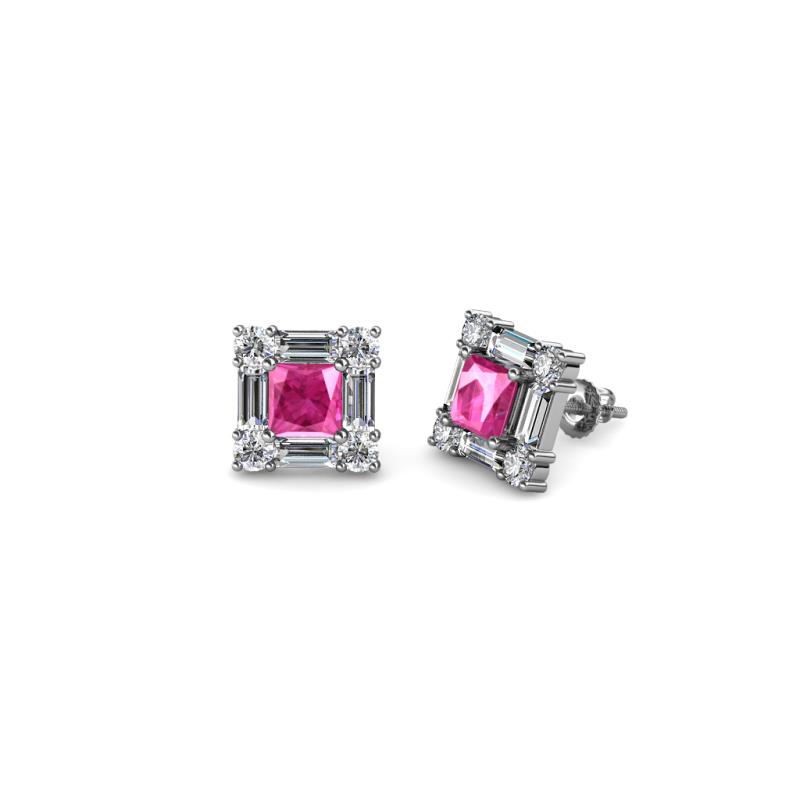 Katheryn Pink Sapphire and Diamond Halo Stud Earrings 