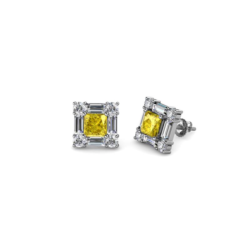 Katheryn Yellow Sapphire and Diamond Halo Stud Earrings 