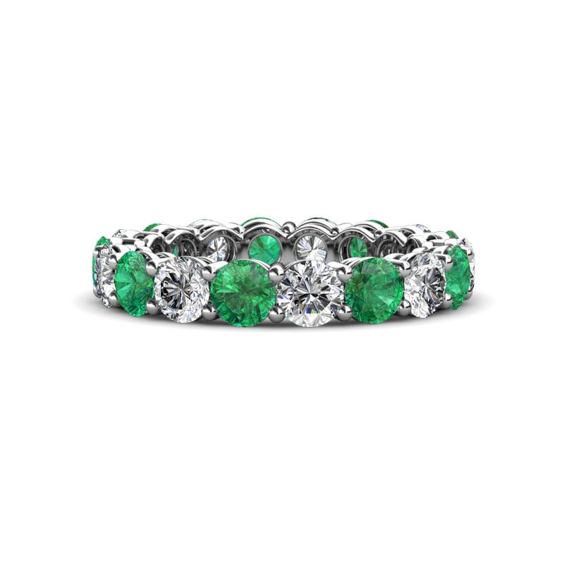 Tiffany 3.80 mm Emerald and Diamond Eternity Band 