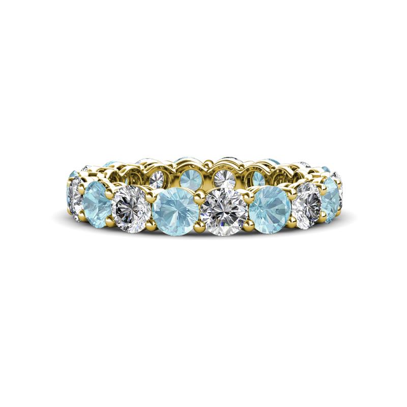 Tiffany 3.80 mm Diamond and Aquamarine Eternity Band 