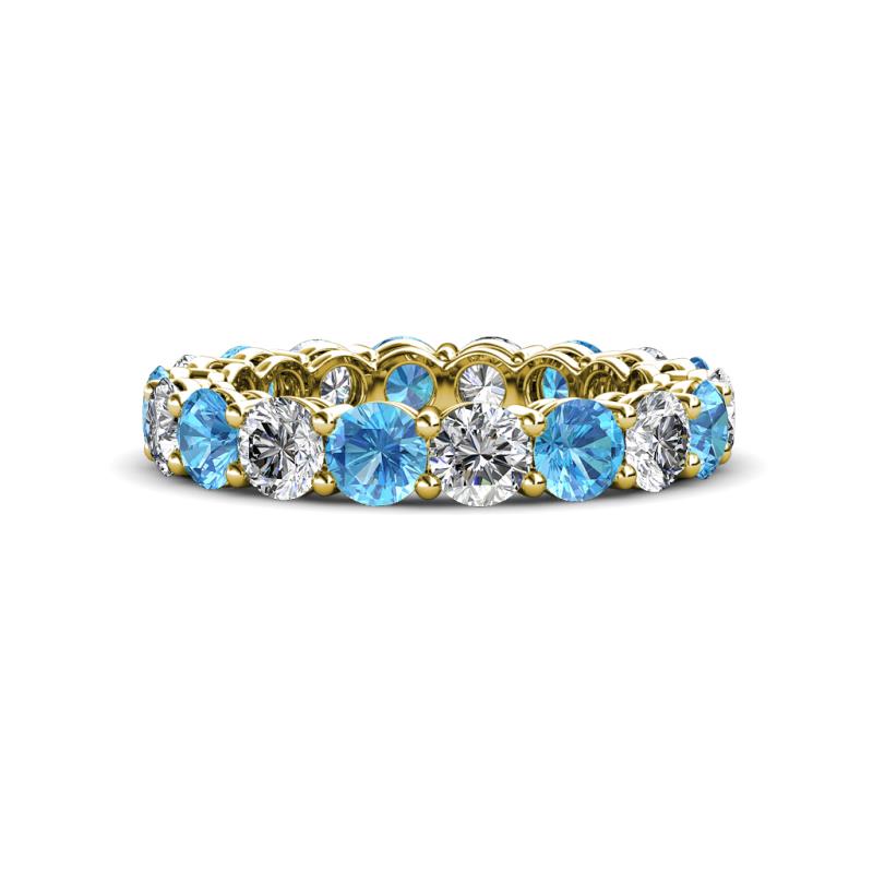 Tiffany 3.80 mm Blue Topaz and Diamond Eternity Band 