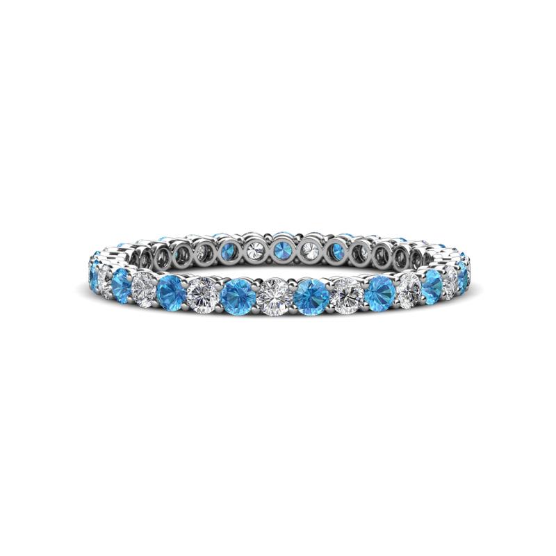 Tiffany 2.00 mm Blue Topaz and Diamond Eternity Band 