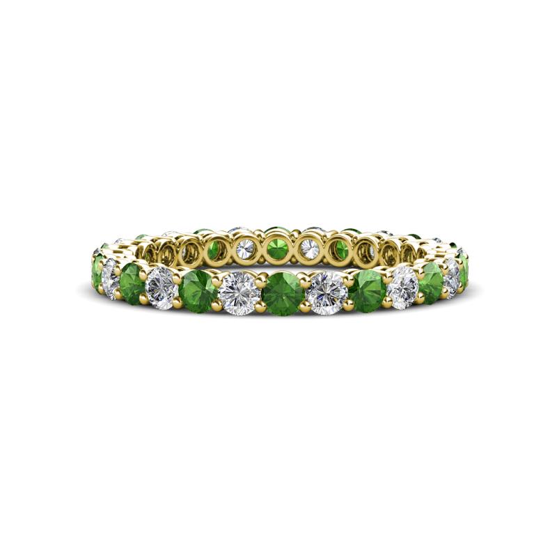 Tiffany 2.40 mm Round Green Garnet and Diamond Eternity Band 